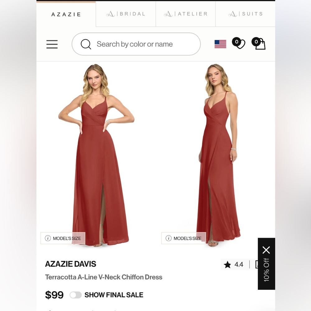 Azazie Davis Bridesmaid Dress in Terracotta